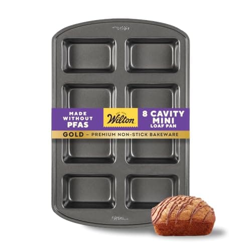 [AC] $12.94 | Wilton Gold Non-Stick Bakeware Mini Loaf, 15 x 10 x 1.6 Inch, 8 Cavity at Amazon