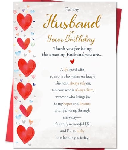 Beixian Funny Birthday Card Gifts for Husband from Wife, Happy Birthday Decorations for Men, 8x5.3 Inches, Double, Sided