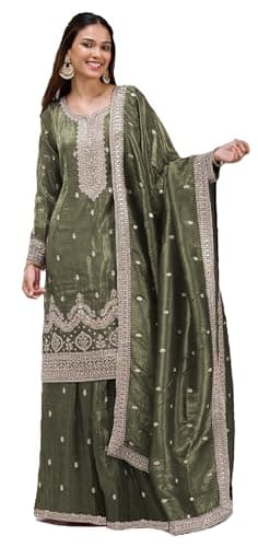 Shriva Fashion Indian Pakistani Women's Ready to wear plus size ethnic Salwar Kameez Suit for Eid Party Wedding Festivals (3004) (Green, 50)