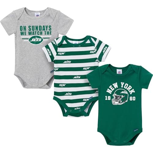 Gerber Baby Boys' NFL 3-Pack Onesie Bodysuit, Jets, 18 Months
