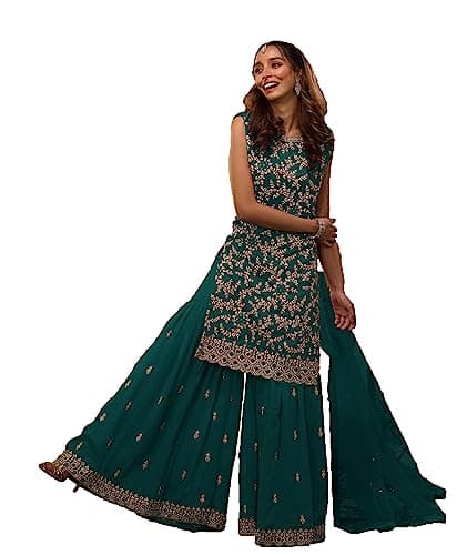 STELLACOUTURE indian tradition plus size Party/Wedding Night Ready to Wear Salwar Kameez Suit for Women 2621-O (Turquoise, 48)