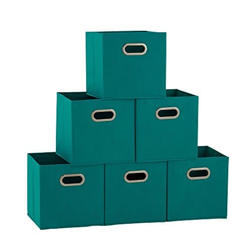 Prime Members: 6-Pk 11" Household Essentials Foldable Fabric Storage Bins (Teal) $10.50 + Free S&H