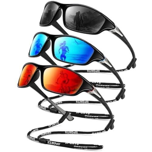 OUKEMAX Polarized Sunglasses-Men Sports Sunglass: Mens Sunglasses Polarized Running Sun Glasses Driving Fishing 3 Packs