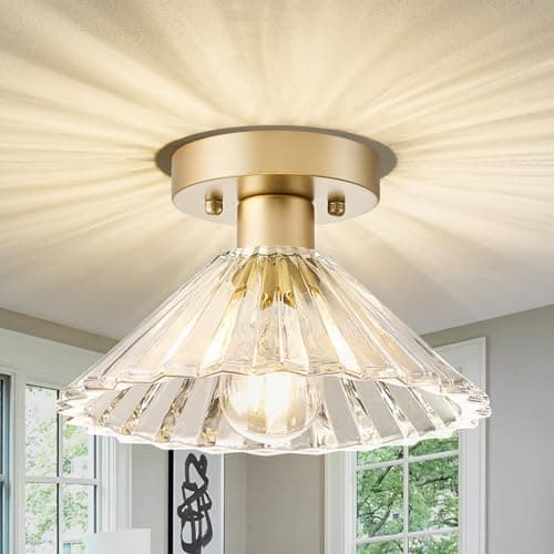 Kvhiiw Modern Ceiling Light, Mid-Century, Gold, 9.7 in, E26