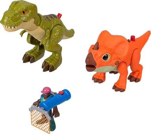 Fisher-Price Imaginext Jurassic World Rebirth Playset, T. tex Toy Gift Pack with 3-inch Human Action Figure, 2 Dinosaurs & Accessories