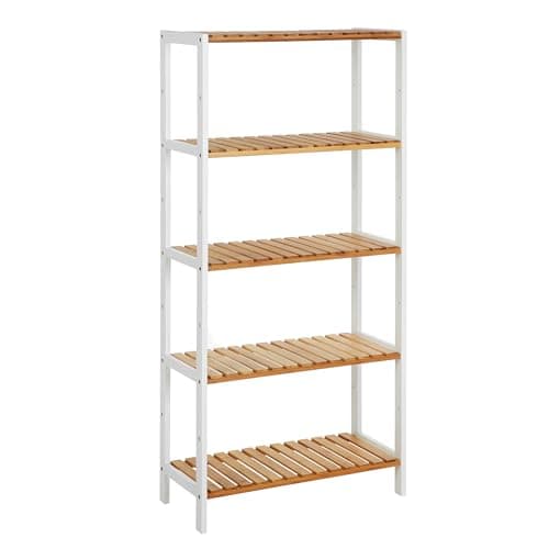 SONGMICS Bamboo Storage Shelf,...hite and Light Bamboo UBCB35WN