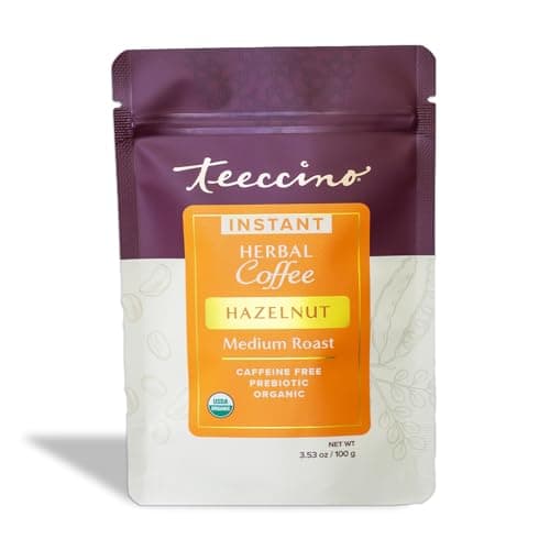 Teeccino Instant Organic Hazelnut Herbal Coffee, 33 Servings