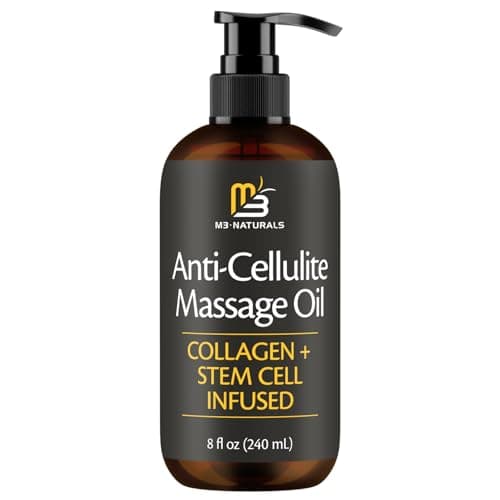 Firming Body Massage Oil with Collagen & Stem Cell – Helps Smooth the Appearance of Cellulite & Improve Skin Texture – Refreshing Aromatherapy Body Oil for Legs & Full Body – 8 Fl Oz by M3