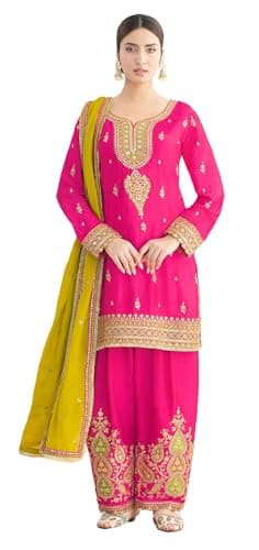 STELLACOUTURE Ready to wear salwar kameez for women, Indian Pakistani traditional ethnic suit, Eid, Wedding, Party 3001-O (Pink, 36)