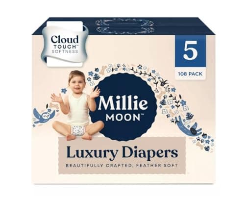 Millie Moon Luxury Diapers ~ (Size 5~108 Count) ~ (Diaper Weight Range: 28 to 39 Lbs) ~ (1 Pack).