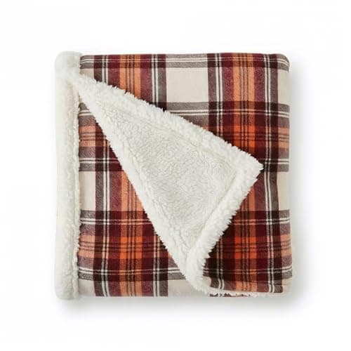 60" x 50" Eddie Bauer Reversible Sherpa Fleece Throw Blanket (Edgewood Plaid Red) $11 + Free Shipping w/ Prime or on $35+