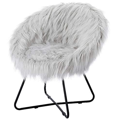 BIRDROCK HOME Faux Fur Saucer ...r Bedroom or Dorm (Grey/Black)