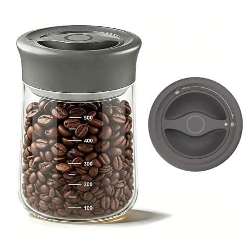 NUZEAK Airtight Coffee Bean Storage Container with Silicone Ring, Twist Seal Glass Storage Jars with lids, 500ml/17oz Wide Mouth Food Jars & Canisters for Coffee Grounds, Creamer, Candy, Flour Sugar