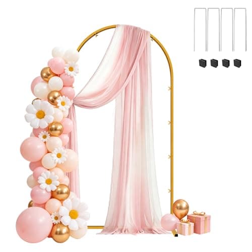 Chesjin 6 FT Wedding Arch Frame Backdrop Stand for Party, Balloon Arch Stand, Wedding Arches for Ceremony, Metal Gold Arch Frame Backdrop Stand for Bridal Baby Showers Birthday Decoration Photo