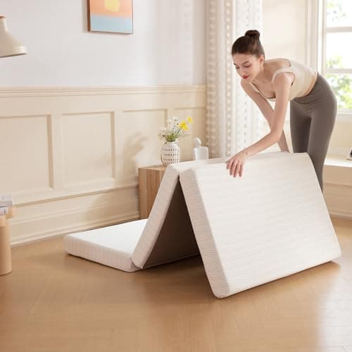 MLILY Folding Mattress, 3 inch... and Guest Mat, 75"×25", White