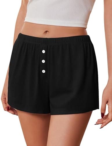 Ekouaer Womens Pajama Short Sleep Short 2026 Fashion Summer Y2k Casual Lounge Short Cute Micro Mini Pj Bottoms with Pockets Black Large