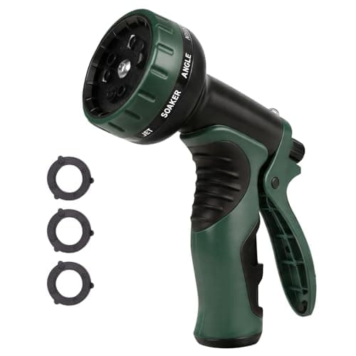 Besiter Garden Water Hose Nozzle, Water Spray Nozzle with 10 Spray Modes Suitable for Watering Plants, Iawns and Gardens, Car Washing, Cleaning, Showering Pets and Outdoor Fun, Green