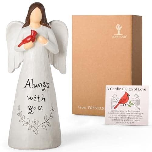 VOFSTAND Cardinal Gifts for Women – Red Cardinal Decor Angel Figurine, Sympathy Gifts for Loss of Loved One, Memorial Gifts for Women, Bereavement Gifts Grief Resin Home Statue