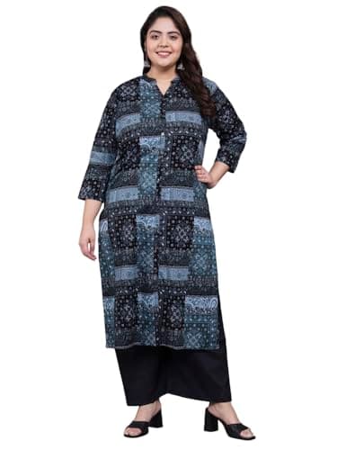 Tissu Women's Plus Size Abstract Printed Pure Cotton Kurta & Palazzo (692_Multi_3XL)