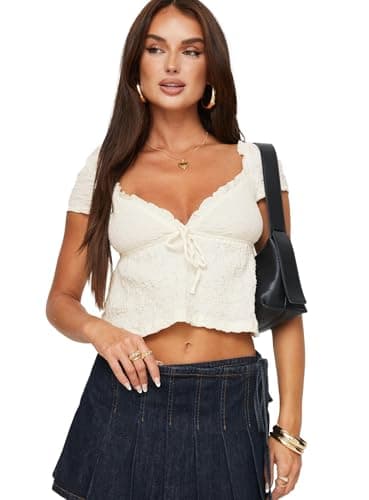 Princess Polly Kellan Cap Sleeve Top Cream