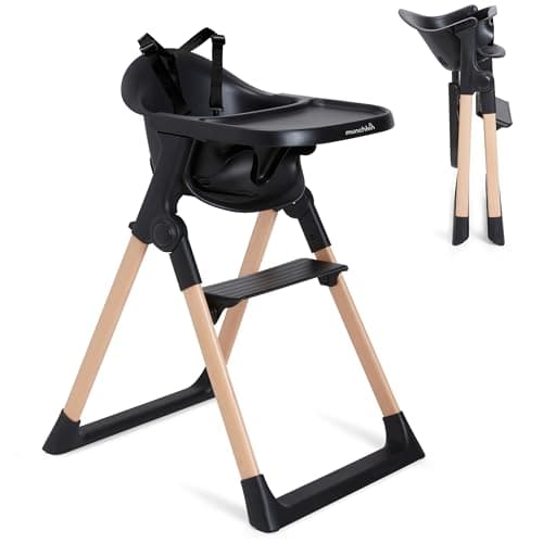 Munchkin Float Baby High Chair...torage, Black with Wooden Legs