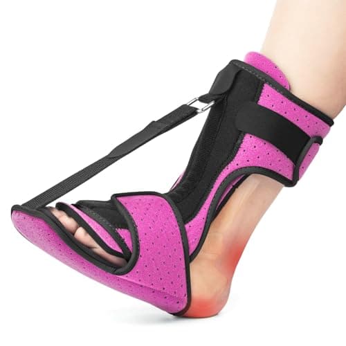 Acankn Plantar Fasciitis Night Splint: Plantar Fasciitis Brace with Support Plate - Dorsal Night Splint for Plantar Fasciitis Women Men - Plantar Fasciitis Relief Achilles Tendonitis Foot Drop Heel Spur Pain Rose Red