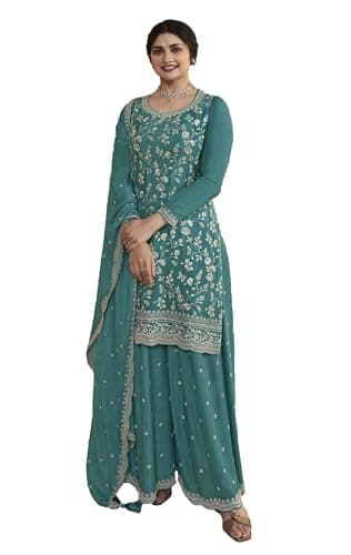 STELLACOUTURE indian salwar kameez ready to wear Eid Festival Shalwar suit pakistani style party for women 2738-O (Turquoise, 44)