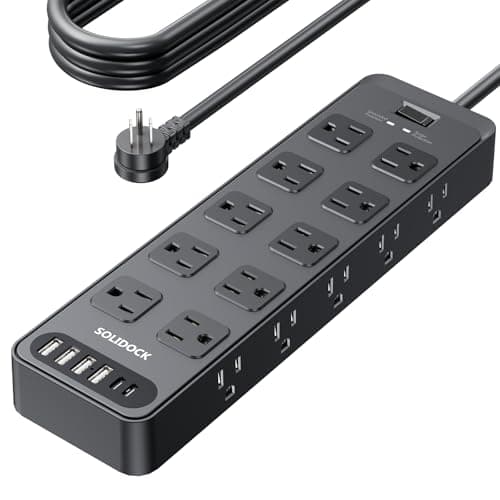 Solidock 20AC Power Strip with USB Ports, Heavy Duty Surge Protector Power Strip 15 Amp, 6Ft Extension Cord with Multiple Outlets