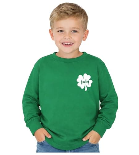 Tstars Pocket Lucky Clover - Boys St. Patrick's Day Shirt - St. Patty's Toddler Kids Long Sleeve T-Shirt 2T Green