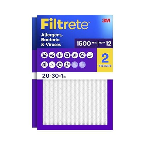 Filtrete 20x30x1 Air Filter, MERV 12, MPR 1500, 2 HVAC Filters