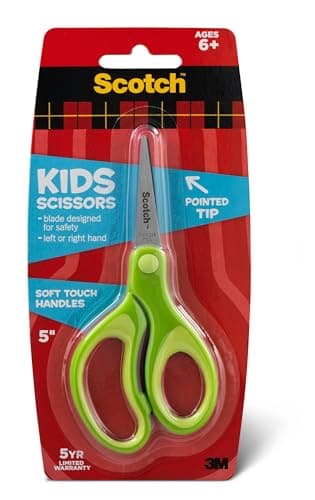 $1.99 | Scotch Kids Pointed Tip Scissors with Soft Touch, 5 Inches (Colors may vary) at Amazon