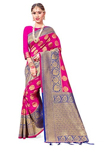 Elina fashion Sarees for Women Banarasi Art Silk Woven Saree l Indian Wedding Traditional Wear Sari and Blouse