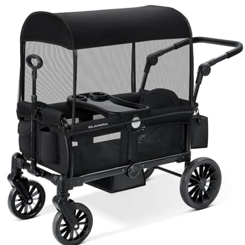 ELEMARA Stroller Wagon, 2 Seat...ndle, Large Storage Bag, Black