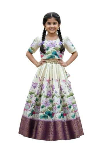 qoulrin Baby Girl's Net Readymade Lehenga Choli. (white, 2 years)