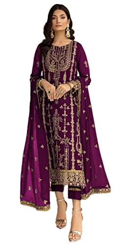 Shriva Fashion women's ready to wear embroidered plus size eid festival pakistani salwar kameez suit for women (1012) (Purple, 46)