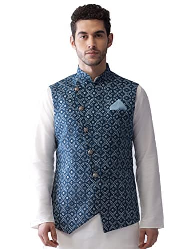 KISAH Mens Nehru Jacket - Stylish Modi Jacket - Traditional Indian Ethnic Wear for Men - Ideal for Weddings & Celebrations