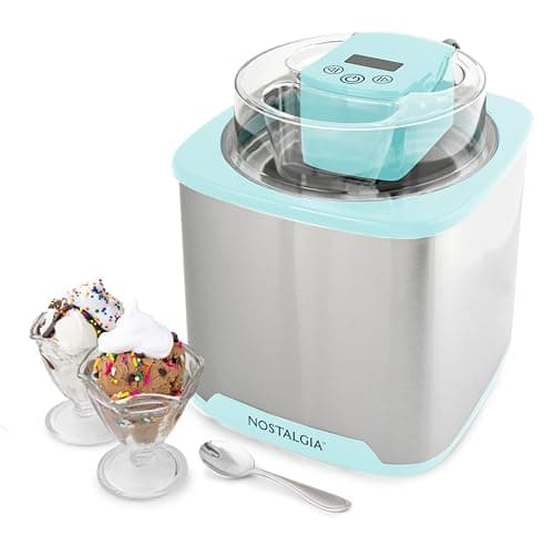 Nostalgia 2-Quart Electric Ice...el Canister – Stainless & Aqua