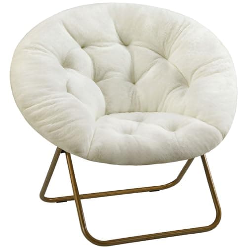 DUMOS Comfy Saucer Chair, Faux...Mushroom/Round Oversized Style