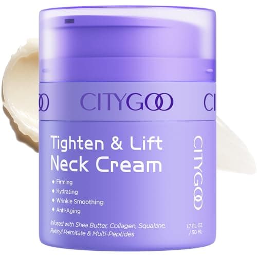 CITYGOO Tightening Firming Neck Cream: Neck & Chest Moisturizer Reduces Wrinkles Sagging Crepey Skin - Collagen Anti‑aging Hydrating Formula Daily Neck Treatment for Mature Women 1.7 OZ (Purple)