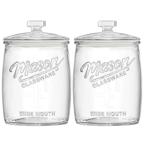 Dwbligt 2 Pack Cookie Jar, 1 Gallon Glass Jar with Airtight Lids - Large Wide Mouth Mason Jar for Kitchen Pantry& Laundry Room, Glass Apothecary Canisters Sets for Candy, Flour, Rice, Coffee, Display