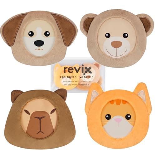 REVIX Kids Ice Packs for BooBoos, Babies Small Gel Ice Pack Reusable for Toddlers with Soft Cloth Covers and Cute Animals Designs, 4 Hot and Cold Packs for Everyday Comfort, Soothing and Relaxation