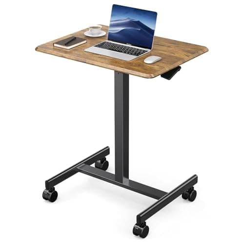DUMOS Small Standing Desk Mobi... Office, 19 Inch, Modern Brown