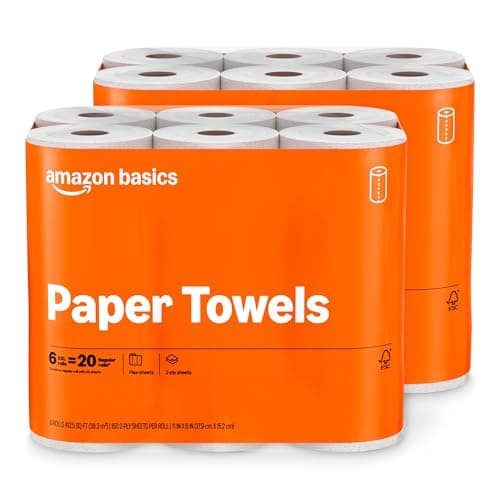 Amazon Basics 2-Ply Flex-Sheets Paper Towels 12 Basic Rolls for $18 w/ Sub & Save + free shipping