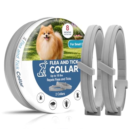 Flea and Tick Collar for Small Dogs, Flea Collar for Dogs, Tick Collar for Small Dogs, Dog Tick Collar, Dog Flea Collars, Soft & Adjustable, 8 Months Protection, Easy to Use-2P