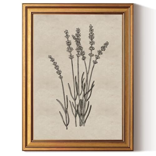 InSimSea Gold Framed Canvas Prints Textured Wall Art, 3D Embossed Vintage Decor, Minimalist Lavender Botanical Aesthetic Paintings, Wall Decor for Bedroom Living Room Bathroom Shelf, 12x16inch