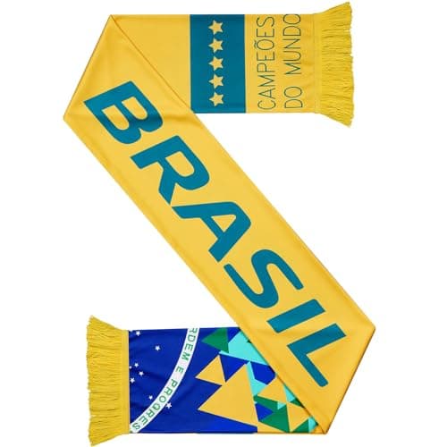 Eurzom 1 Pcs Soccer Scarf Soccer Fans Souvenir High Definition Universal Polyester Double Side Logo Print Scarf Gifts for Men Women (Brazil)