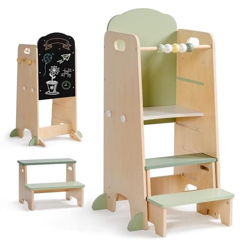 ROBUD Toddler Tower Adjustable...essori Activity, Morandi Green