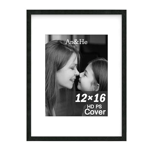 An&He 12x16 inch Picture Frame, Black Simple Photo Frame for Decorative Artwork, Suitable for Tabletop, Desk, Bookshelf and Wall Display, Photo Gallery Decor