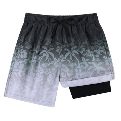Cozople Teen Boys Pineapple Swim Trunks Novelty Stretchy Boxer Brief Liner Swim Shorts Quick Dry Lightweight Bathing Suit for Teens Surf Beach Board Shorts