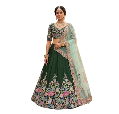 Tellista Indian Style lehenga choli for women Wedding Party Wear stitched. (A, 38)